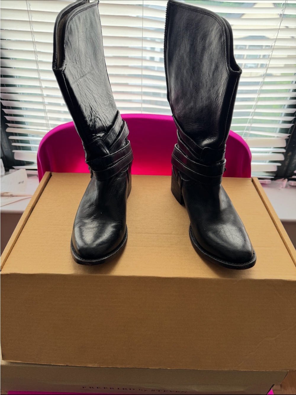 Freebird by Steven Black Leather Heeled Boots